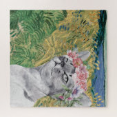 Van Gogh Wheat Field und Extravagante Katze Puzzle (Horizontal)