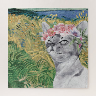 Van Gogh Wheat Field und Extravagante Katze Puzzle