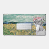 Van Gogh Wheat Field und Extravagante Katze Schreibtischunterlage (Tastatur & Maus)
