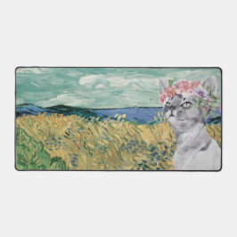 Van Gogh Wheat Field und Extravagante Katze Schreibtischunterlage