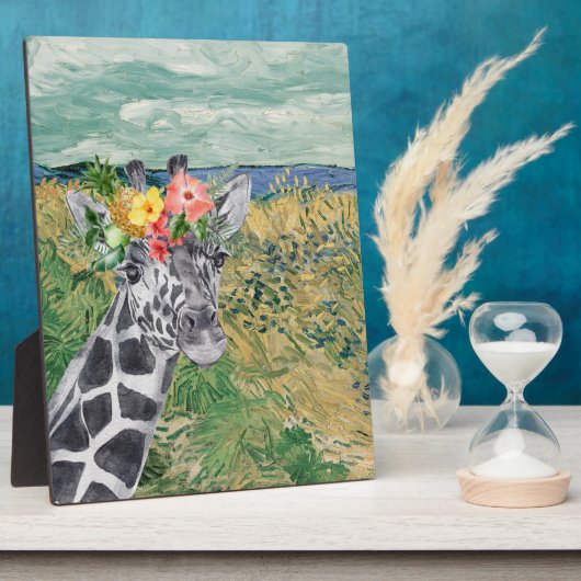 Van Gogh Wheat Field und Giraffe Tabletop Fotoplatte (Seite)