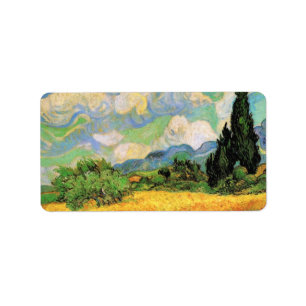 Van Gogh Wheat Field w Cypressen bei Haute Galline Adressaufkleber