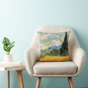 Van Gogh Wheat Field w Cypressen bei Haute Galline Kissen