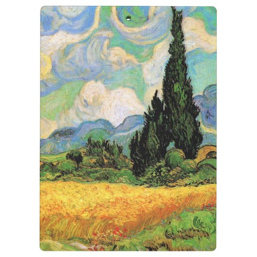 Van Gogh Wheat Field w Cypressen bei Haute Galline Klemmbrett (Rückseite)
