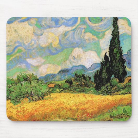 Van Gogh Wheat Field w Cypressen bei Haute Galline Mousepad (Vorne)