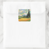 Van Gogh Wheat Field w Cypressen bei Haute Galline Quadratischer Aufkleber (Tasche)