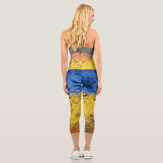 Van Gogh Wheat Fields impressionistisches Gemälde Capri Leggings (Rückseite)