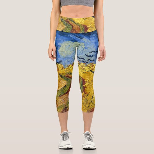 Van Gogh Wheat Fields impressionistisches Gemälde Capri Leggings (Vorderseite)