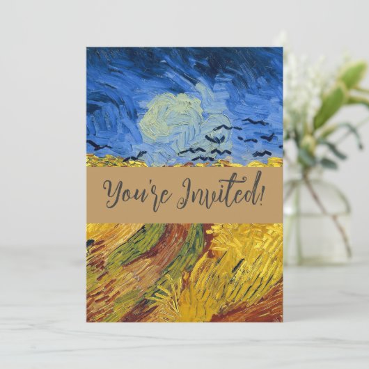 Van Gogh Wheat Fields impressionistisches Gemälde Einladung (Stehend Vorderseite)
