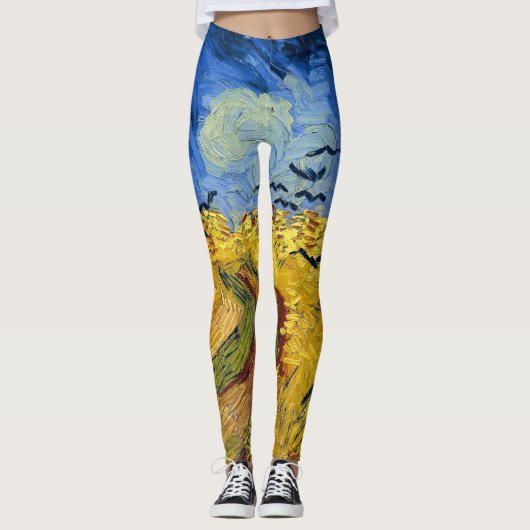 Van Gogh Wheat Fields impressionistisches Gemälde Leggings (Vorderseite)