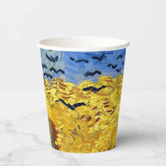 Van Gogh Wheat Fields impressionistisches Gemälde Pappbecher (Rückseite)