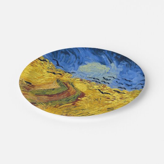 Van Gogh Wheat Fields impressionistisches Gemälde Pappteller (Schrägansicht)
