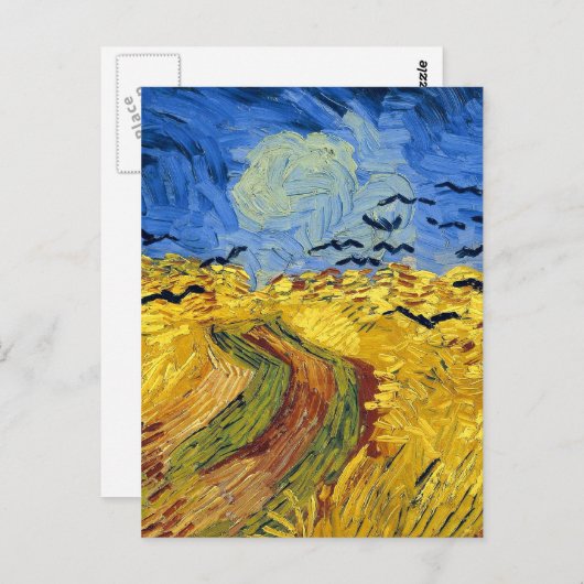 Van Gogh Wheat Fields impressionistisches Gemälde Postkarte (Vorne/Hinten)