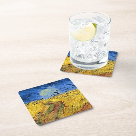 Van Gogh Wheat Fields impressionistisches Gemälde Rechteckiger Pappuntersetzer (Vor Ort)