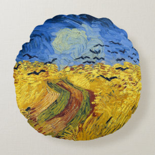 Van Gogh Wheat Fields impressionistisches Gemälde Rundes Kissen