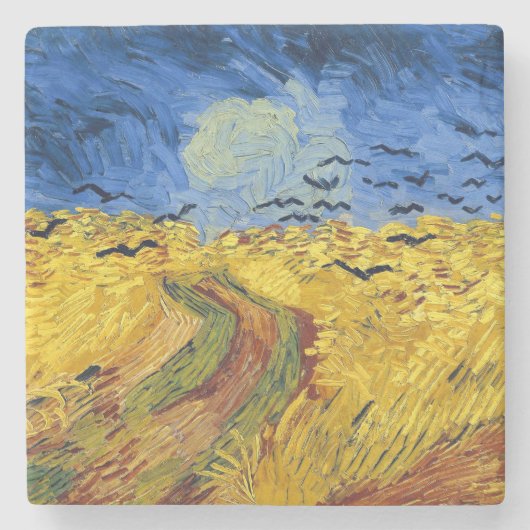Van Gogh Wheat Fields impressionistisches Gemälde Steinuntersetzer (Vorderseite)
