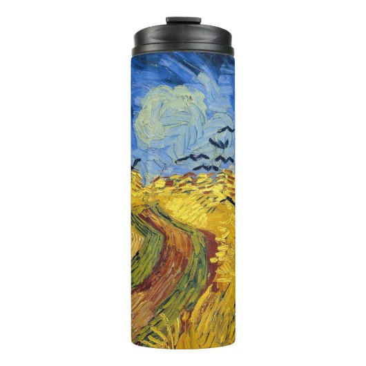 Van Gogh Wheat Fields impressionistisches Gemälde Thermosbecher (Vorderseite)