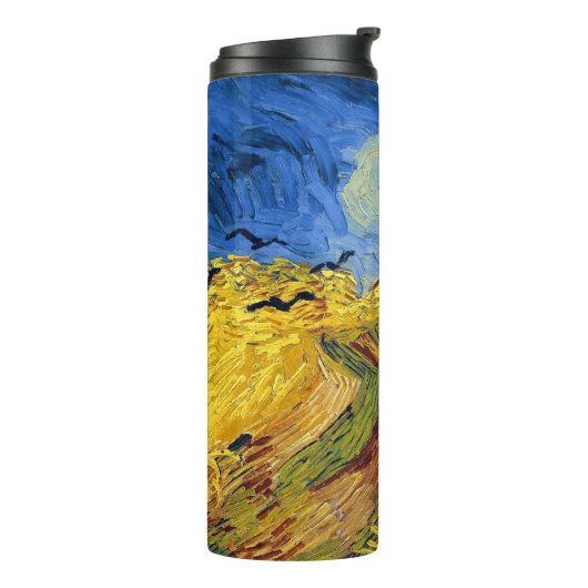 Van Gogh Wheat Fields impressionistisches Gemälde Thermosbecher (Nach links gedreht)