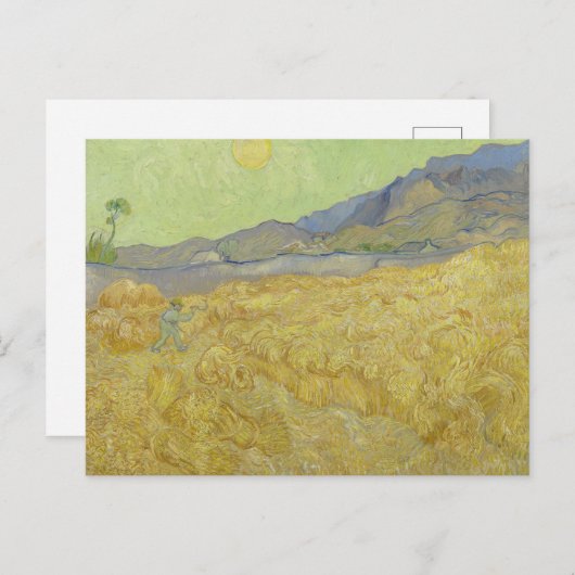 van Gogh Wheat Stacks with Reaper Yellow & Green Postkarte (Vorne/Hinten)