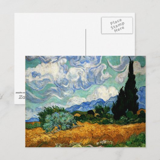 Van Gogh - Wheatfield mit Cypress Tree Postkarte (Vorne/Hinten)