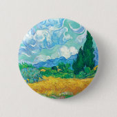 Van Gogh Wheatfield mit Zypressen Button (Vorderseite)