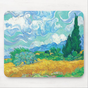 Van Gogh Wheatfield mit Zypressen Mousepad