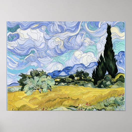 Van Gogh - Wheatfield mit Zypressen Poster (Vorne)
