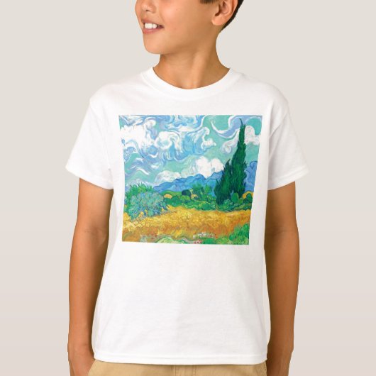 Van Gogh Wheatfield mit Zypressen T-Shirt (Vorderseite)