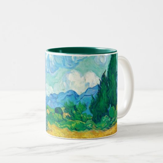 Van Gogh Wheatfield mit Zypressen Zweifarbige Tasse (VorderseiteRechts)