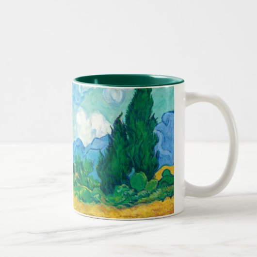 Van Gogh Wheatfield mit Zypressen Zweifarbige Tasse (Rechts)