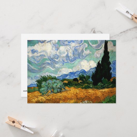 Van Gogh - Wheatfield with Cypress Tree, Karte (Vorderseite/Rückseite Beispiel)