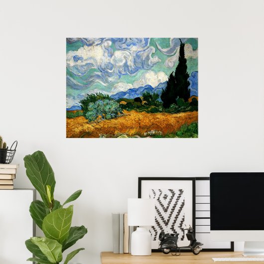 Van Gogh - Wheatfield with Cypress Tree, Poster (Heimbüro)
