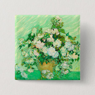 Van Gogh White Roses Button