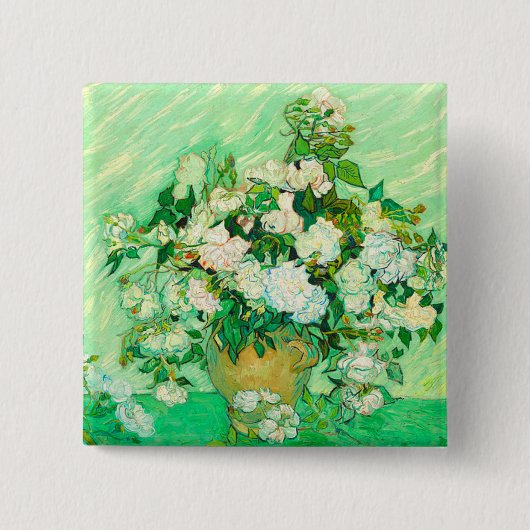 Van Gogh White Roses Button (Vorderseite)