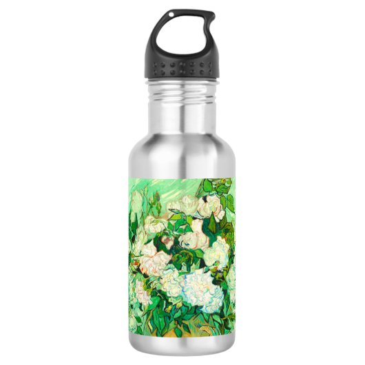 Van Gogh White Roses Edelstahlflasche (Vorderseite)