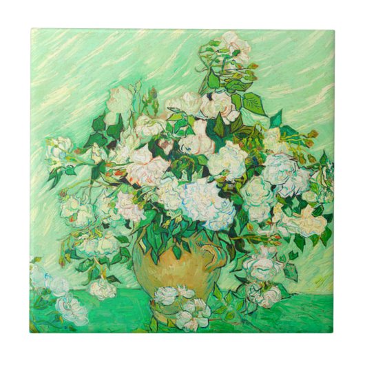 Van Gogh White Roses Fliese (Vorderseite)