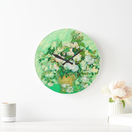 Van Gogh White Roses Große Wanduhr (Zuhause)