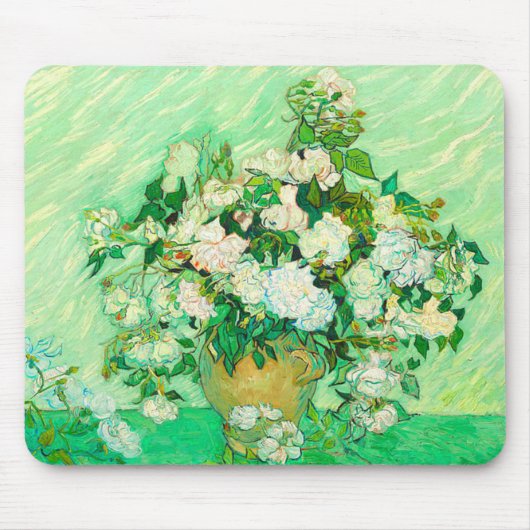Van Gogh White Roses Mousepad (Vorne)