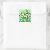 Van Gogh White Roses Quadratischer Aufkleber (Tasche)