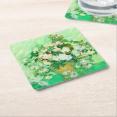 Van Gogh White Roses Rechteckiger Pappuntersetzer (angewinkelt)