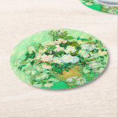 Van Gogh White Roses Runder Pappuntersetzer (Angewinkelt)