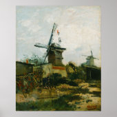 Van Gogh - Windmühlen auf Montmartre Poster (Vorne)