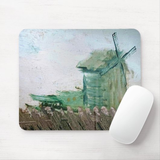 Van Gogh Windmühlen-Gemälde Mousepad (Mit Mouse)
