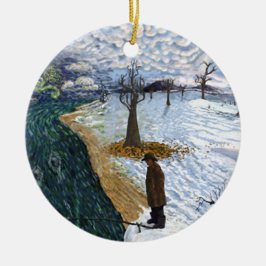 Van Gogh: Winter-Landschaft Keramik Ornament (Vorne)
