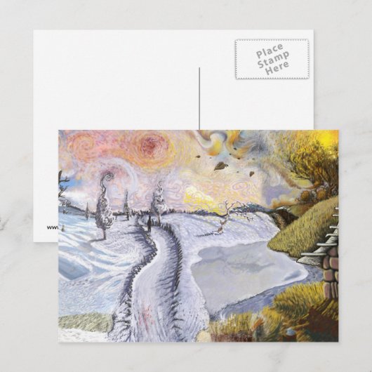 Van Gogh: Winterlandschaft Postkarte (Vorne/Hinten)