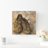 Van Gogh Worn Shoes Malerei Art Square Uhr (Zuhause)