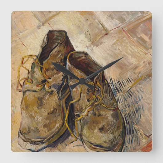 Van Gogh Worn Shoes Malerei Art Square Uhr (Vorderseite)