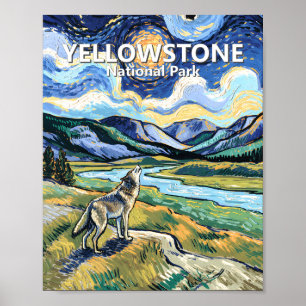 Van Gogh Yellowstone National Park Wolf Heulen Poster