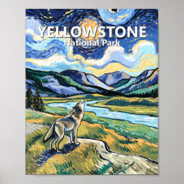 Van Gogh Yellowstone National Park Wolf Howling Poster