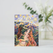 Van Gogh Zion Angels Landing Hiking Trail Custom Postkarte (Stehend Vorderseite)